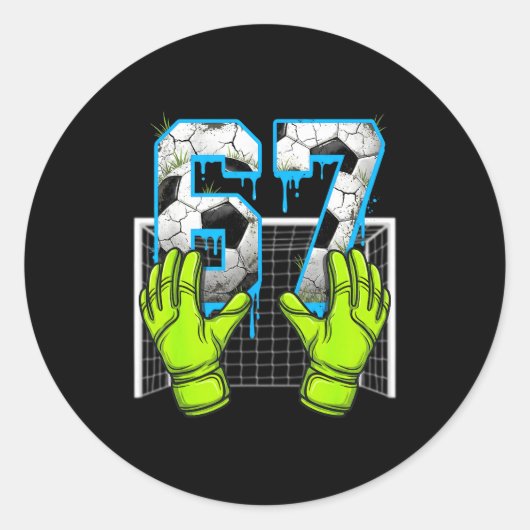 Soccer Drip 67 Six Seven Funny Gen Alpha Meme Desi Runder Aufkleber (Vorderseite)