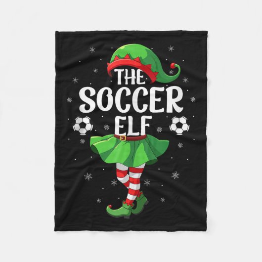 Soccer Elf Christmas Girls Women Elf Squad Xmas Fa Fleecedecke (Vorderseite)