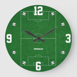 Soccer Field Design Sports Fan Home Decor Große Wanduhr