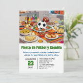 Soccer Fiesta de Fútbol y Comida Einladung (Stehend Vorderseite)