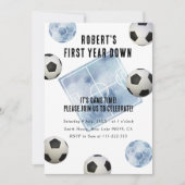 Soccer First Year Down 1st Birthday Party Einladung (Vorderseite)