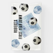 Soccer First Year Down Birthday Party Banner (Vertikal)