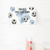 Soccer First Year Down Birthday Party Banner (InSitu)