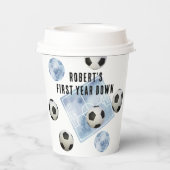 Soccer First Year Down Birthday Party Pappbecher (Rückseite)