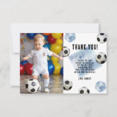 Soccer First Year Down Birthday Thank you Dankeskarte (Vorderseite)