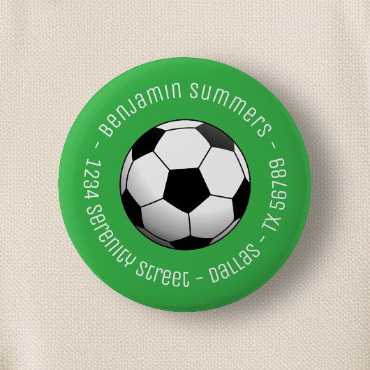 Soccer Football Ball on Green Custom Text Button