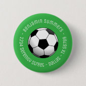 Soccer Football Ball on Green Custom Text Button (Vorderseite)