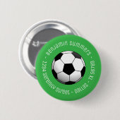 Soccer Football Ball on Green Custom Text Button (Vorne & Hinten)