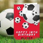 Soccer Football Ball Red Kids Boy Happy Birthday Karte<br><div class="desc">Soccer Football Ball Red Kids Boy Happy Birthday Card. So many soccer balls! Personalize with your name and make a cool birthday greeting card for a soccer football player or soccer football fan.</div>