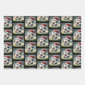 Soccer Football Ball Santa Hat Name Christmas Geschenkpapier Set (Vorderseite)