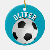 Soccer Football Balls Kids Name Christmas  Keramik Ornament (Vorne)