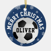 Soccer Football Balls Kids Name Christmas  Keramik Ornament (Vorne)