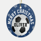 Soccer Football Balls Kids Name Christmas  Keramik Ornament (Links)