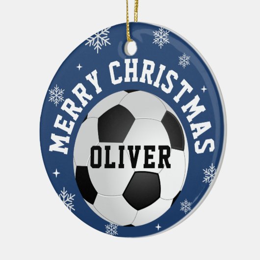 Soccer Football Balls Kids Name Christmas  Keramik Ornament (Links)