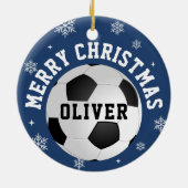 Soccer Football Balls Kids Name Christmas  Keramik Ornament (Hinten)