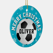Soccer Football Balls Kids Name Christmas Keramik Ornament (Rechts)