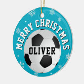 Soccer Football Balls Kids Name Christmas  Keramik Ornament (Links)