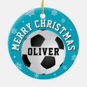 Soccer Football Balls Kids Name Christmas  Keramik Ornament (Hinten)