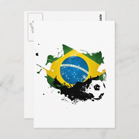 soccer / Football over brazil flag painting Postkarte (Vorne/Hinten)