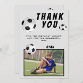 Soccer Football Thank you Birthday Photo Card Dankeskarte (Vorne/Hinten)