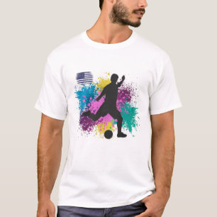 Soccer Football USA Grungy Color Splashes T-Shirt