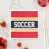 SOCCER Fun Bright Red Black Yellow Racing Stripes Serviette (Beispiel)