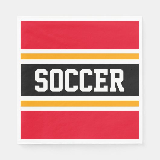 SOCCER Fun Bright Red Black Yellow Racing Stripes Serviette (Vorderseite)