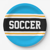 SOCCER Fun Sky Blue Black Yellow Racing Stripes