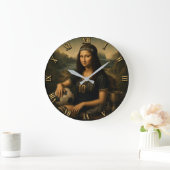 Soccer Funny Mona Lisa Große Wanduhr (Zuhause)