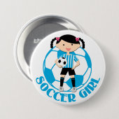 Soccer Girl 2 Ball Blue and White Stripes v2 Button (Vorne & Hinten)