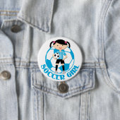 Soccer Girl 2 Ball Blue and White Stripes v2 Button (Beispiel)