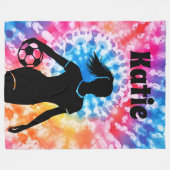 Soccer Girl Personalisiert Krawatte Dye Rainbow Aq Fleecedecke (Vorderseite (Horizontal))