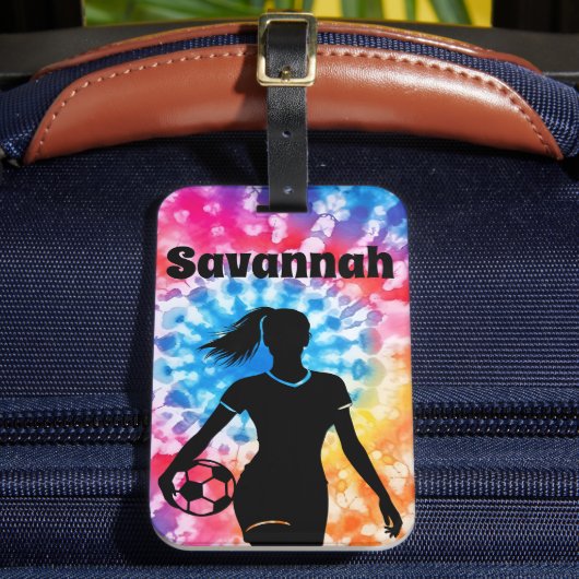 Soccer Girl Personalisiert Krawatte Dye Rainbow Aq Gepäckanhänger (Vorderseite Insitu 2)