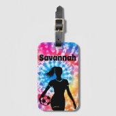 Soccer Girl Personalisiert Krawatte Dye Rainbow Aq Gepäckanhänger (Vorderseite Vertikal)