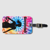 Soccer Girl Personalisiert Krawatte Dye Rainbow Aq Gepäckanhänger (Vorderseite (Horizontal))