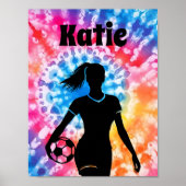 Soccer Girl Personalisiert Krawatte Dye Rainbow Aq Poster (Vorne)