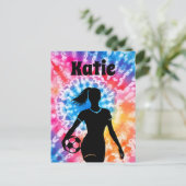 Soccer Girl Personalisiert Krawatte Dye Rainbow Aq Postkarte (Stehend Vorderseite)