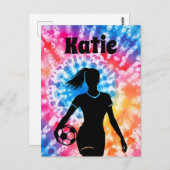 Soccer Girl Personalisiert Krawatte Dye Rainbow Aq Postkarte (Vorne/Hinten)