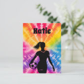 Soccer Girl Personalisiert Krawatte Dye Rainbow Bu Postkarte (Stehend Vorderseite)