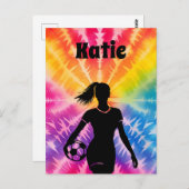 Soccer Girl Personalisiert Krawatte Dye Rainbow Bu Postkarte (Vorne/Hinten)
