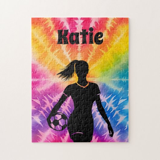 Soccer Girl Personalisiert Krawatte Dye Rainbow Bu Puzzle (Vertikal)
