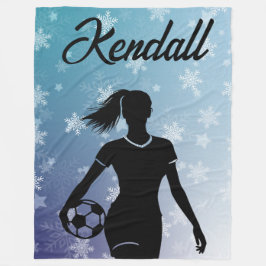 Soccer Girl Personalisiert Winter Ombre Snowflake Fleecedecke