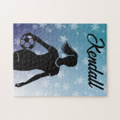 Soccer Girl Personalisiert Winter Ombre Snowflake Puzzle (Horizontal)