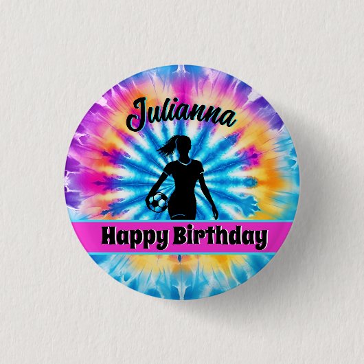 Soccer Girl Personalisierte Krawatte Dye Rainbow B Button (Vorderseite)