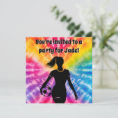 Soccer Girl Personalisierte Krawatte Dye Rainbow B Einladung (Stehend Vorderseite)