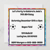 Soccer Girl Personalisierte Krawatte Dye Rainbow B Einladung (Rückseite)