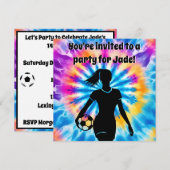 Soccer Girl Personalisierte Krawatte Dye Rainbow B Einladung (Vorne/Hinten)