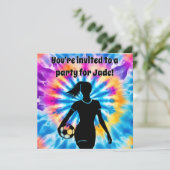 Soccer Girl Personalisierte Krawatte Dye Rainbow B Einladung (Stehend Vorderseite)