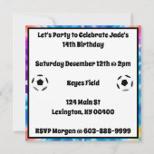 Soccer Girl Personalisierte Krawatte Dye Rainbow B Einladung (Rückseite)