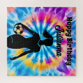 Soccer Girl Personalisierte Krawatte Dye Rainbow B Puzzle (Horizontal)